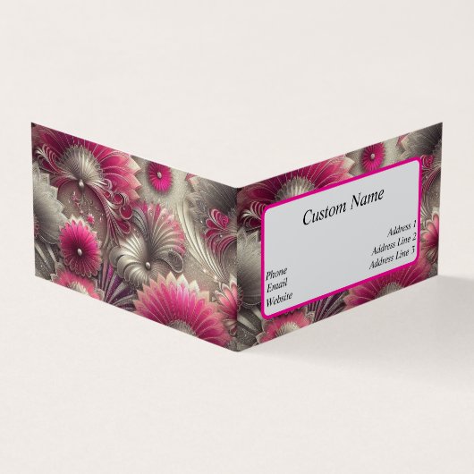 アールヌーボーピンクファンとシルバーファン 名刺 (外部)