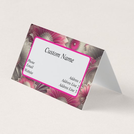 アールヌーボーピンクファンとシルバーファン 名刺 (正面)