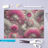 アールヌーボーピンクファンとシルバーファン 薄葉紙 (クラフト)