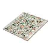 アールヌーボーピンクフラワーグリーン葉 タイル (側面)