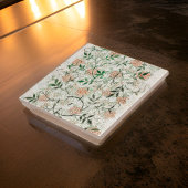 アールヌーボーピンクフラワーグリーン葉 タイル