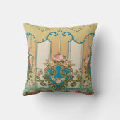 アールヌーボーピンクローズフローラスワッグメダリオンモチーフ クッション (裏面)