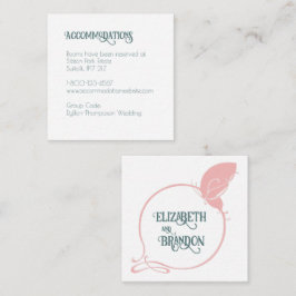 アールヌーボーピンクヴィンテージバタフライ宿泊 エンクロージャーカード