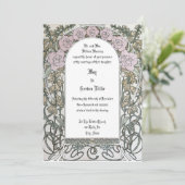 アールヌーボーピンク縁どフローラバイアルフォンスミュシャ 招待状 (スタンド正面)