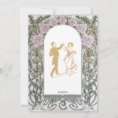 アールヌーボーピンク縁どフローラバイアルフォンスミュシャ 招待状 (裏面)