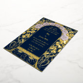 アールヌーボーピンク縁どフローラバイアルフォンスミュシャ 箔招待状 (回転した状態)