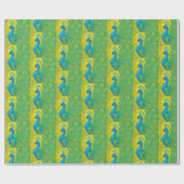 アールヌーボーピーコックイエローダマスクパターン ラッピングペーパー (フラット)