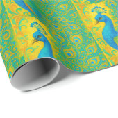 アールヌーボーピーコックイエローダマスクパターン ラッピングペーパー (ロールコーナー)