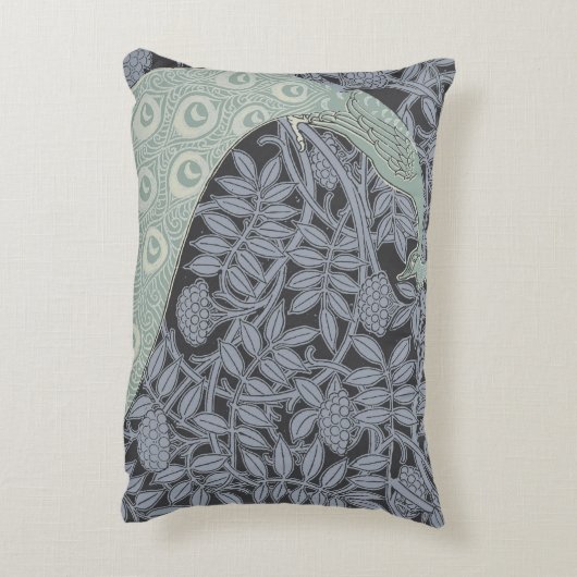 アールヌーボーピーコッククラシックヴィンテージバード アクセントクッション (裏面(縦))