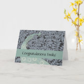 アールヌーボーピーコッククラシックヴィンテージバード カード (黄色い花)