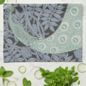 アールヌーボーピーコッククラシックヴィンテージバード キッチンタオル (折り畳み)