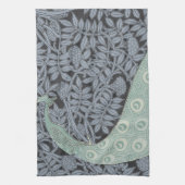 アールヌーボーピーコッククラシックヴィンテージバード キッチンタオル (縦)