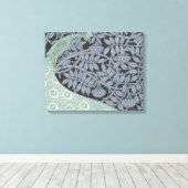 アールヌーボーピーコッククラシックヴィンテージバード キャンバスプリント (インサイチュ (ウッドフロア))