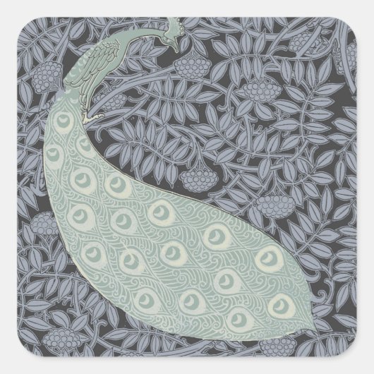 アールヌーボーピーコッククラシックヴィンテージバード スクエアシール (正面)