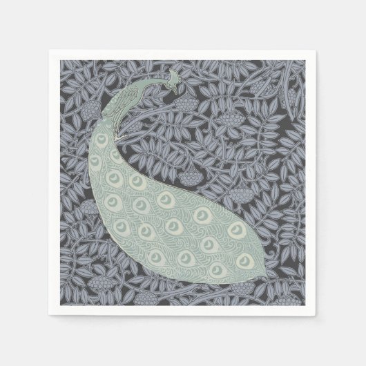 アールヌーボーピーコッククラシックヴィンテージバード スタンダードカクテルナプキン (正面)