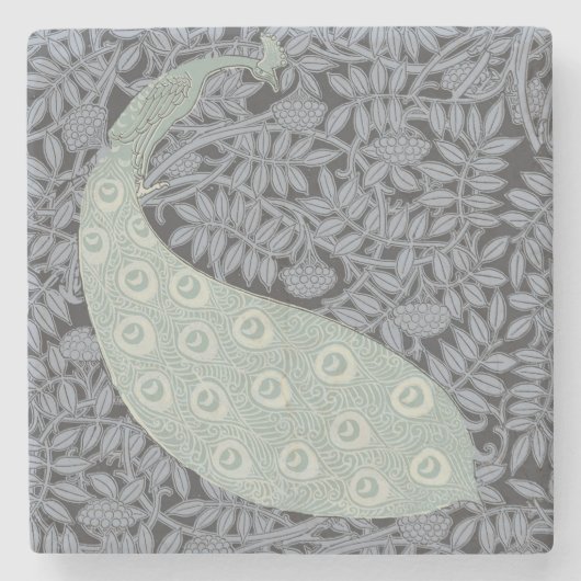 アールヌーボーピーコッククラシックヴィンテージバード ストーンコースター (正面)