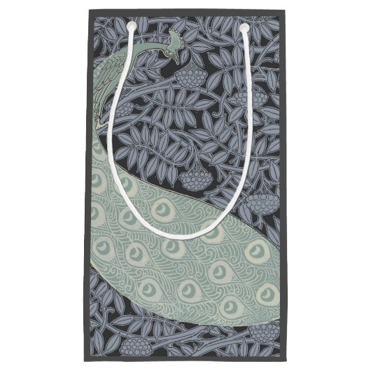 アールヌーボーピーコッククラシックヴィンテージバード スモールペーパーバッグ (正面)