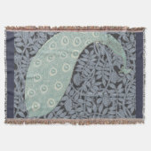 アールヌーボーピーコッククラシックヴィンテージバード スローブランケット (正面)