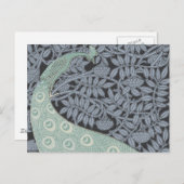 アールヌーボーピーコッククラシックヴィンテージバード ポストカード (正面/裏面)