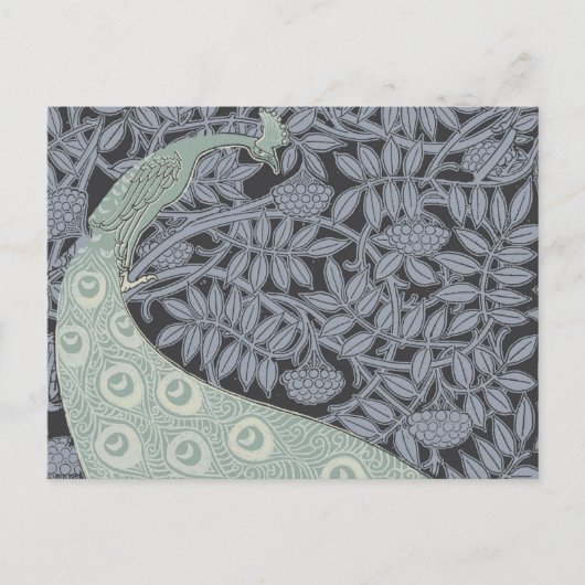 アールヌーボーピーコッククラシックヴィンテージバード ポストカード (正面)