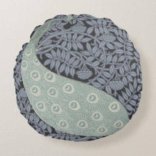 アールヌーボーピーコッククラシックヴィンテージバード ラウンドクッション (正面)