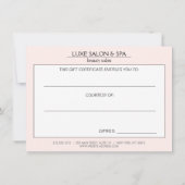 アールヌーボーピーコックスロゴバラ金ゴールド/ピンクギフトカード (裏面)