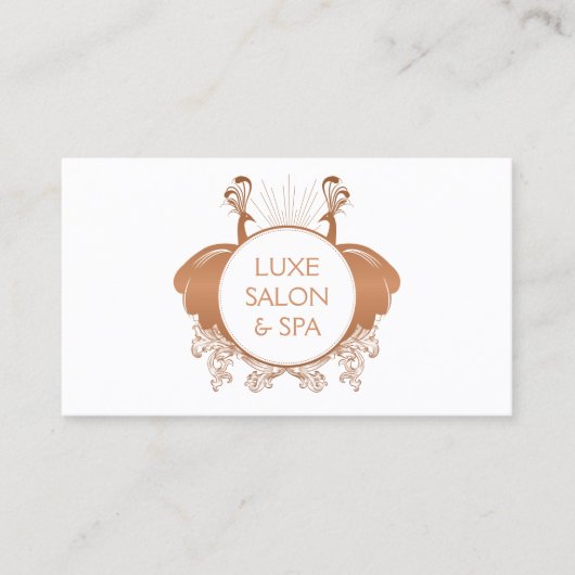 アールヌーボーピーコックスロゴバラ金ゴールド/白 名刺 (正面)