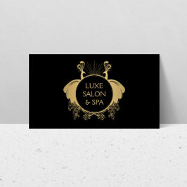 アールヌーボーピーコックスロゴ金ゴールド/ブラック 名刺