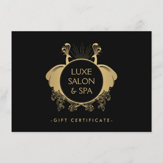 アールヌーボーピーコックス金ゴールド/ブラックギフト証明書 (正面)