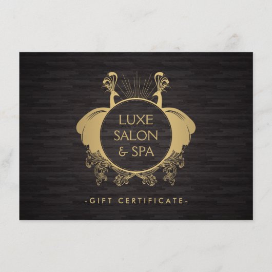 アールヌーボーピーコックス金ゴールド/木目ギフトカード (正面)