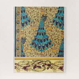 アールヌーボーピーコックテキスタイルデコヴェルヌアイルブルー ジグソーパズル