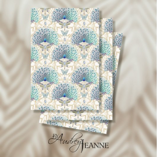 アールヌーボーピーコックバタフライアイボリーデクページ 薄葉紙