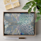 アールヌーボーピーコックバタフライネイビーデコデコデコページ 薄葉紙 (ギフト)