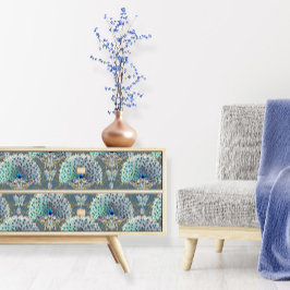 アールヌーボーピーコックバタフライネイビーデコデコデコページ 薄葉紙