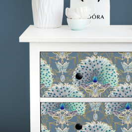 アールヌーボーピーコックバタフライネイビーデコデコデコページ 薄葉紙