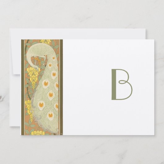 アールヌーボーピーコックバード結婚式招待状2 招待状 (裏面)