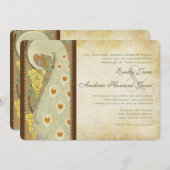 アールヌーボーピーコックバード結婚式招待状3 招待状 (正面/裏面)