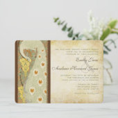 アールヌーボーピーコックバード結婚式招待状3 招待状 (スタンド正面)