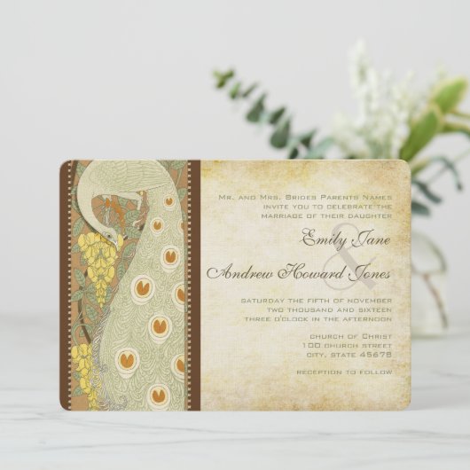 アールヌーボーピーコックバード結婚式招待状3 招待状 (スタンド正面)