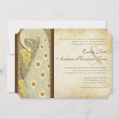 アールヌーボーピーコックバード結婚式招待状 招待状 (正面)