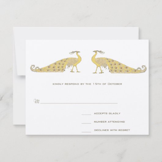 アールヌーボーピーコックパレード応答カード 出欠カード (正面)