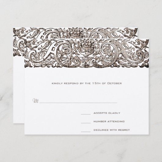 アールヌーボーピーコックパレード応答カード 出欠カード (正面/裏面)