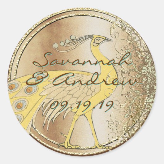 アールヌーボーピーコックパレード ラウンドシール (正面)