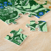 アールヌーボーピーコックプリントコバルトブルー&グリーン ジグソーパズル (側面)