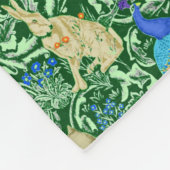 アールヌーボーピーコックプリントコバルトブルー&グリーン フリースブランケット (角)