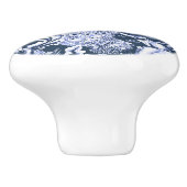 アールヌーボーピーコックプリントネイビーブルー&ホワイト セラミックノブ (側面)