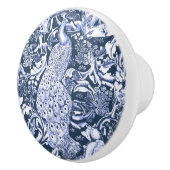 アールヌーボーピーコックプリントネイビーブルー&ホワイト セラミックノブ (右)