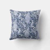 アールヌーボーピーコックプリントネイビー&ホワイト クッション (裏面)