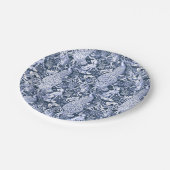 アールヌーボーピーコックプリントネイビー&ホワイト ペーパープレート (アングル)