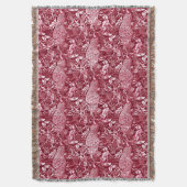 アールヌーボーピーコックプリントバーガンディーワイン スローブランケット (正面縦)